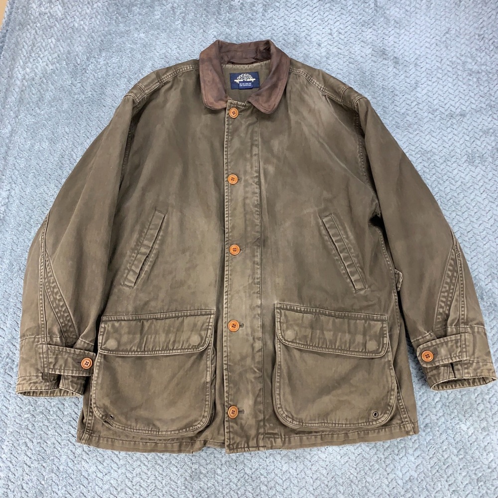 Dockers Field Jacket Mens Large Brown Plaid Lined Canvas Barn Coat DM8857P
